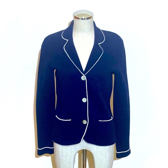 Lauren Ralph Lauren Jackets & Blazers - 💥EUC💥 Lauren Ralph Lauren Navy Sweater Jacket w/White Piping - Size Small✨✨✨